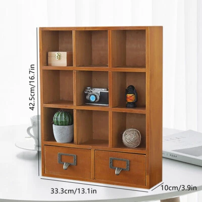 9 Grids Wooden Shelf Bookcase Storage Bookshelf Shelves Office Organizer Cabinet - Image 1 of 4