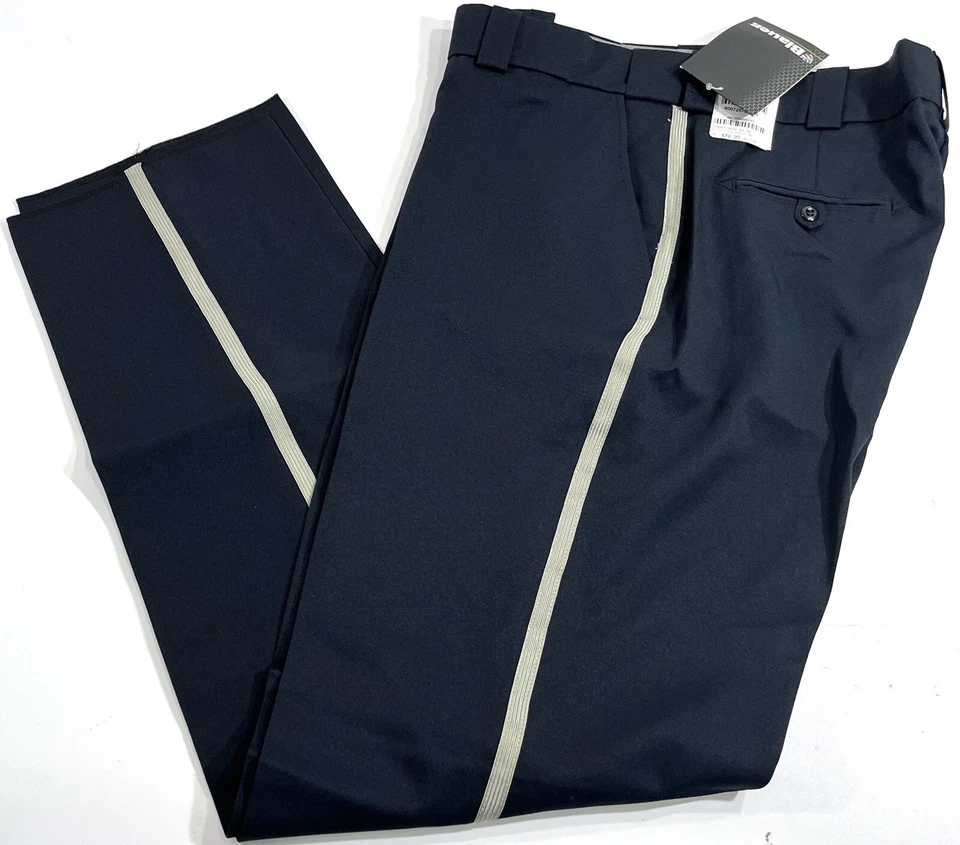 Mens Blauer 8650 4-pocket Polyester Trousers Dark Navy 32x36 Unhemmed