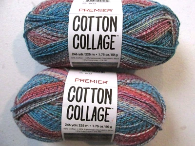 Premier Cotton Collage Merino wool/cotton sock yarn Lot of 2 Party Multi - Image 1 of 2
