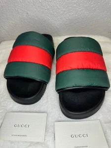 GUCCI Padded Web Slide Sandal, Green Red, Size US 7, 692387 UFR30 3060, NEW - Picture 1 of 7