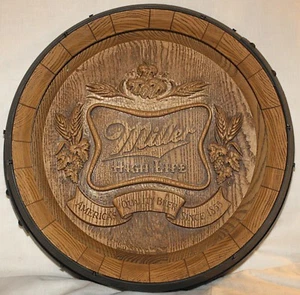 Vintage Miller High Life Beer Plastic Faux Barrel Keg Bar Sign - Picture 1 of 2