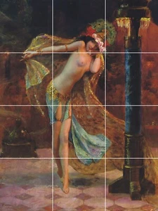 Piastrella murale/mosaico pannello ceramica di Gaston Bussiere Dance - stampa parete Bussiere - Foto 1 di 4