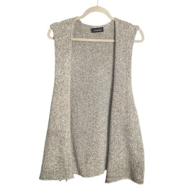 ESKANDAR Handloom Knitted Open Front Long Vest Lagenlook Gray Artsy One Size - Image 1 of 4
