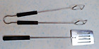 Grill-Besteck Set Holzgriffe Vintage Metall Zange Wender Grillzange 40 cm