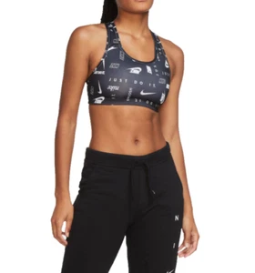 NEW! NIKE [S] Women's Swoosh Padded Sports/Yoga Bra-Black/Printed CW2195-010 - Picture 1 of 2