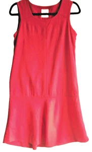 NEXT Sleeveless Dress Scoop Neck Flared Hem Red Linen Blend Casual UK 8 - Picture 1 of 12