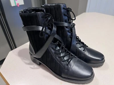 ALEXANDRE BIRMAN Mujer "Clarita" Cuero Negro Acolchado Cremallera Botines Talla 38 Foto 1 de 4