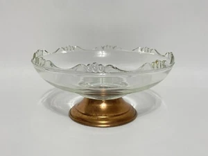 Vintage Glass Candy Dish Bowl With Copper Base - Picture 1 of 8