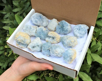 Natural Celestite Clusters - Wholesale Bulk 'A' Grade: 10-15 Piece Bulk Box Lot - Image 1 of 4