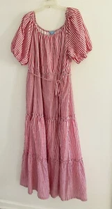 Draper James Women’s Red Long Tiered Cotton Dress Short Sleeves Flared Size 3X - Picture 1 of 10