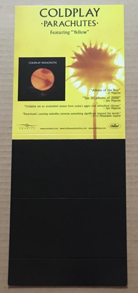 COLDPLAY Vintage 2000 PROMO CARDSTOCK Paper COUNTER DISPLAY for Parachutes CD  - Image 1 of 1