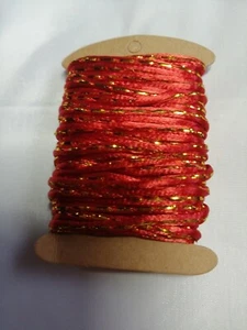 5 meter 2mm Red and Gold side Braided Macrame Silk Satin Nylon Cord Rope DIY Art - Picture 1 of 5