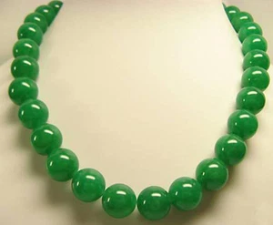 Collar largo de cuentas redondas de jade verde real de 18"" 25"" 36"" 50"" 6 mm 8 mm 10 mm 12 mm 14 mm - Imagen 1 de 5