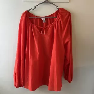 Tommy Bahama Agua Amara Top Women's Extra Large Orange Flame Peasant Long Sleeve - Picture 1 of 4