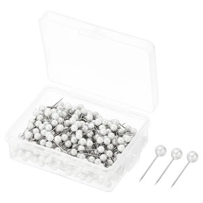 400Pcs Push Pins Round Head Map Tacks Steel Point for Office White - Image 1 of 4