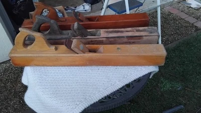 Lot De 3 Grand Rabot Menuisier Ébéniste Bois Ancien - Photo 1/4