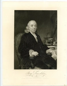 BENJAMIN FRANKLIN, Unterzeichner der Unabhängigkeitserklärung, Stahlstich 9897 - Bild 1 von 1