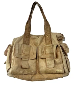 Storksak Beige Soft Leather Baby Changing Shoulder Bag - Picture 1 of 11