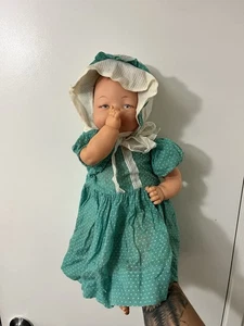 Muñeca bebé THUMBELINA ideal vintage 18" tela vinilo cabeza móvil funciona probado - Imagen 1 de 12