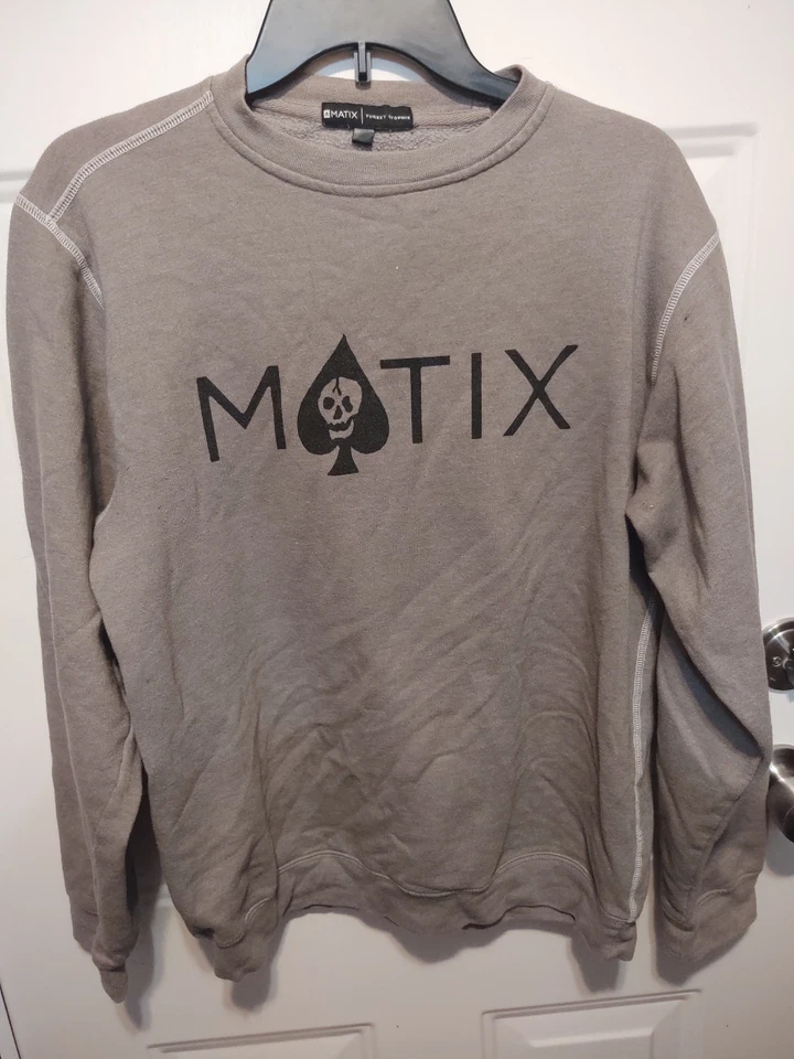 Sudadera Matix Para Hombre’s L Gris Cuello Redondo Manga Larga Logo Pullover Estilo Patín Foto 1 de 4