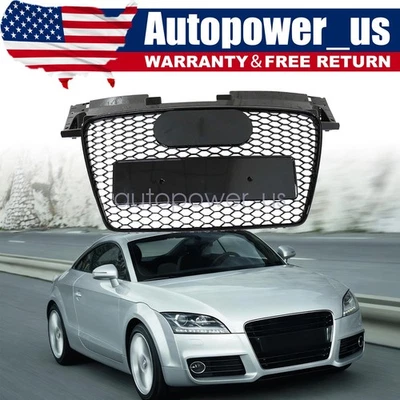 FRONT MESH BUMPER HOOD HEX GRILLE GLOSSY BLACK FOR 2007 2008-2014 AUDI TT TTS US — 第 1/4 张图片