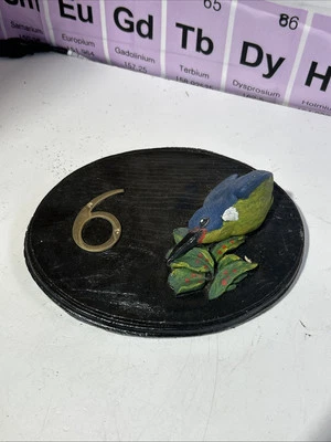 Personalised Stone Hand Made  Blue Bird House Number 6 Sign Black  - Image 1 of 4