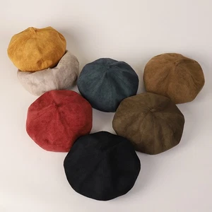 Lady Faux Suede Painter Beret Hat Adjustable Casual Vintage Newsboy Cap Classic - Picture 1 of 19