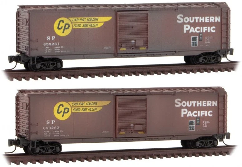 Micro-Trains MTL Z-Scale 50ft Box Cars Southern Pacific/SP (Weathered) 2-Pack - Image 1 of 1
