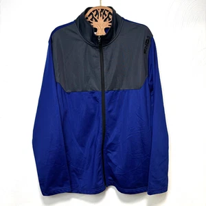 AND1 Track Jacket Blue Gray Colorblock Full Zip Long Sleeve Mock Neck Athletic - Picture 1 of 5