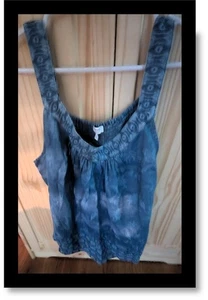 “Geo Gorgeous!” Liverpool Sleeveless Top – Blue Floral & Geometric Print, Size M - Picture 1 of 16