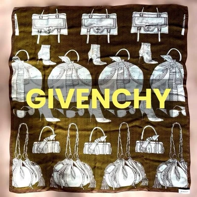 Bufanda de seda de gasa Givenchy verde oliva accesorio de moda usado Foto 1 de 4