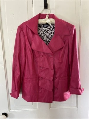 Jaqueta Blazer Vintage Sharon Young Eclética Rosa Quente Forro Estampa Animal Tamanho 8 - Imagem 1 de 4