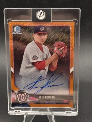 2017 Bowman Chrome Prospect Autograph – Seth Romero Orange Refractor /25 –... - Image 1 of 2