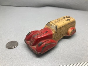 Vintage Sun Rubber Co. Woodie Wagon Red Tan Color 530 4" See Damage to Rear L@@K - Picture 1 of 7