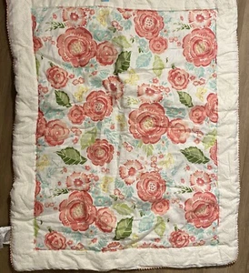 Levtex Baby Charlotte Floral Kinderzimmer Decke Steppdecke Bettdecke 33”X41” Rosa Grün - Bild 1 von 8