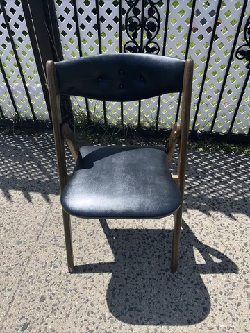 Vintage MCM Coronet Wonderfold Folding Chair Black Cover