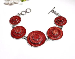 Koralle Armband Silber 925 18 -19 cm Koralle rot rund echt Sterlingsilber kl353 - Bild 1 von 6