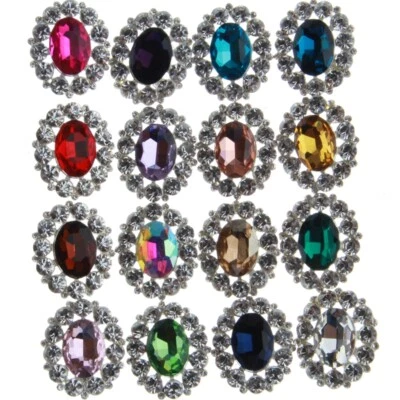 200PCS 25mm*31mm Sparking Silver Plated Metal Alloy Rhinestone Embellishment - Image 1 of 4