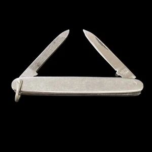 Vintage Latama Italy Pocket Knife Silver Tone Keychain Watch Fob Manicure Blade - Picture 1 of 6