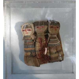 Antigua muñeca funeraria Chancay peruana vintage hecha a mano trío de tres mujeres - Imagen 1 de 12