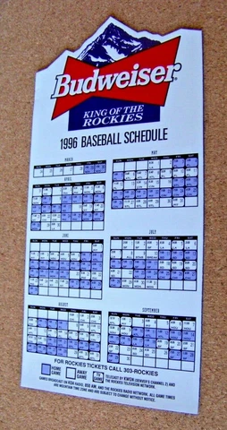 1996 Colorado Rockies Budweiser King of the Rockies Schedule magnet season team Cover