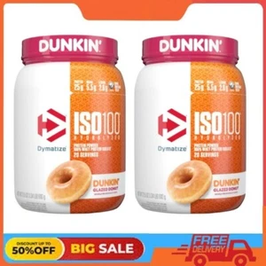 2 Pack Dymatize ISO100 Hydrolyzed Whey Isolate Protein, Dunkin' Glazed Donut - Picture 1 of 6