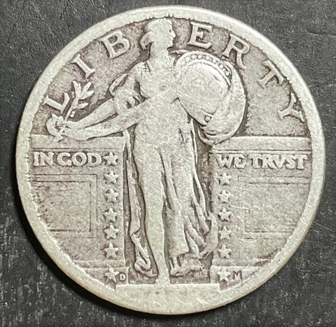 1918-D Standing Liberty Quarter Nice Original 90% Silver Tough Date i515 Cover