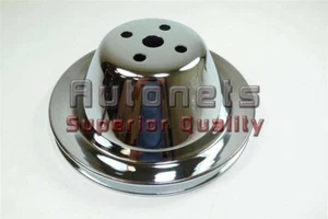 Chrome steel Small Block Chevy SBC Short Water Pump Upper Pulley 1 Groove SWP - Picture 1 of 2