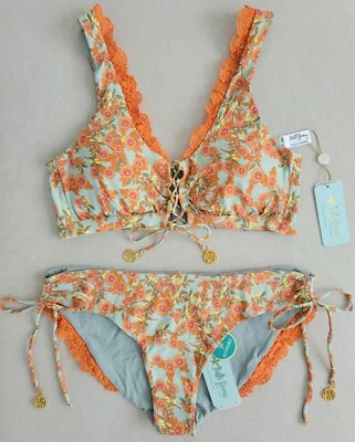 NWT Luli Fama Forever Mermaids Lace Up Bralette (L) & Reversible Bottom (XL) - Image 1 of 4