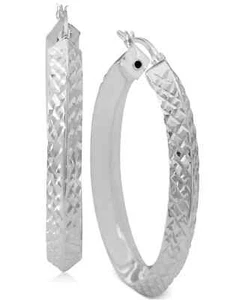 MACY'S Textured Hoop Earrings in Sterling Silver - Picture 1 of 1