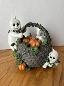 Vintage Basket Of Halloween Ghosts Pumpkins Resin Musical Figurine March Marione - Picture 1 of 11