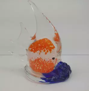 Kunst Glas Fisch Briefbeschwerer Teelicht Kerzenhalter Orange Partylite Maritim - Bild 1 von 11