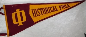 VTG 1930's PHILADELPHIA HISTORICAL FRATERNITY UNIVERSITY FELT PENNANT 34" - Picture 1 of 11