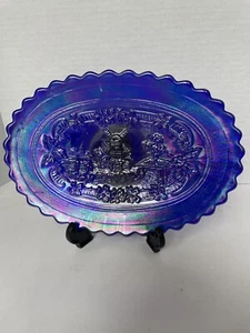 Imperial Glass Carnival Blue Windmill Plate Dresser Tray - Picture 1 of 4